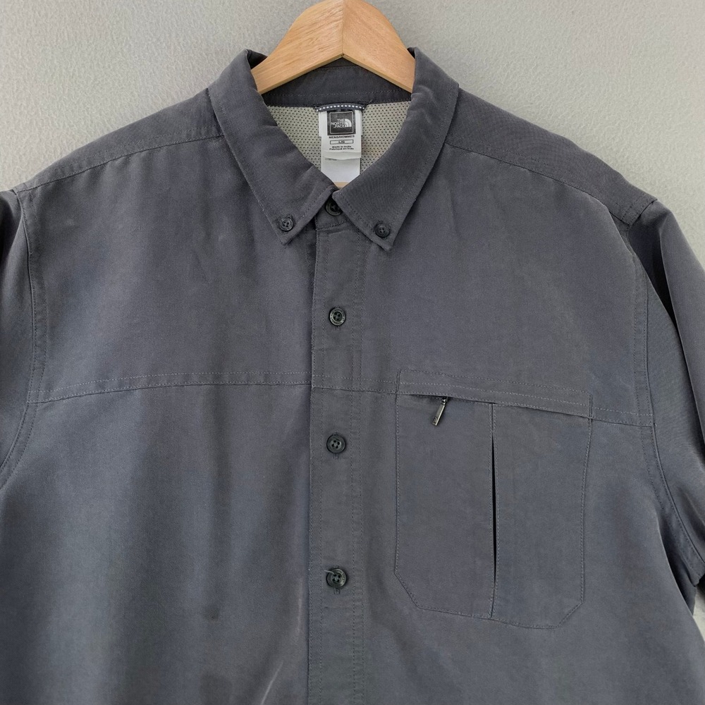 The North Face Tekware Shirt Mens L Gray Button Up Long Sleeve Hiking Outdoor